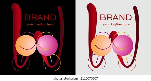 logotipo abstracto con dos copas de vino y una letra w en segundo plano