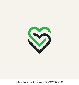 logo abstracto de dos corazones abrazándose, cuidando.