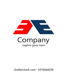 abstract logo of two letter E in red and blue color