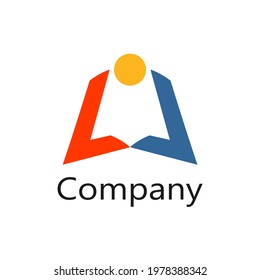 abstract logo of two letters L facing each other and a circle in the middle of it