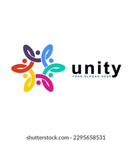 abstract logo unity and togetherness of social people. Social team logo icon. Social diversity, team work.