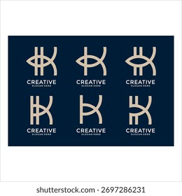 Abstract Logo Variations on Navy Background for Business and Branding