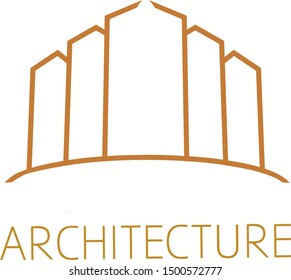 Abstract Logo vector architecture templates, marks or icons of brown stripes that make up the building. The concept is flat and simple yet elegant.