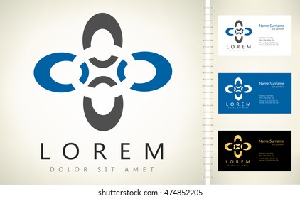 Abstract logo vector with business card template.