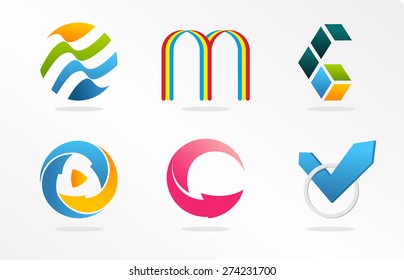 Abstract logo vector collection. Colorful unusual isolated logos set.