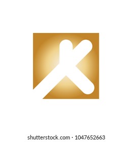 Abstract logo vector design for business. Design gold square k on white background. Design print for company, community, social. Set 1