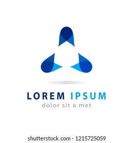 Abstract logo vector design, creative blue icon. Modern logotype, business corporate template