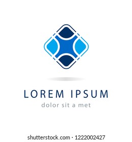 Abstract logo vector design, creative blue icon. Modern logotype, business corporate template