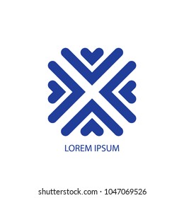 Abstract logo vector. Design love arrow blue on white background. Design print for company business. Set 1