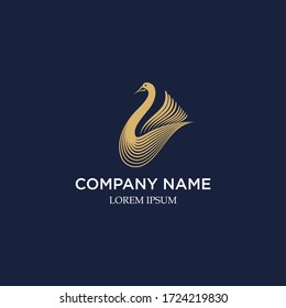 abstract logo, vector design of swan or duck icon in fancy and trendy stripes style