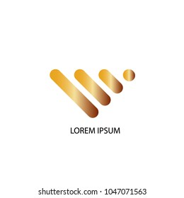 Abstract logo vector. Design three line gold on white background. Design print for company business. Set 2