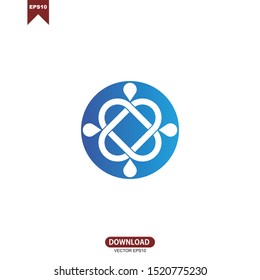 Abstract logo vector with four water drop concept design template
