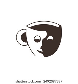 Abstract Logo Vector Icon Face And Cups