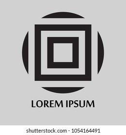 Abstract logo, vector illustration. Abstract grey background. Modish abstract composition logo, with design made of various rounded shapes and lines. Vector illustration logotype.