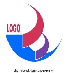 abstract logo, vector illustration, red and blue logo shape on black background


