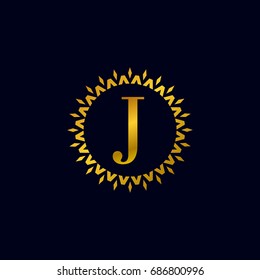 Abstract logo vector of the letter J Gold color