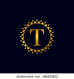 Abstract logo vector of the letter T Gold color