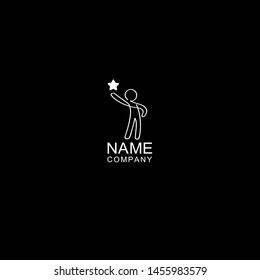 Abstract logo vector man figure on black background