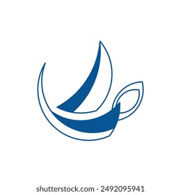 Logotipo Abstractas De Vector De Velero Y Taza De Café Icono