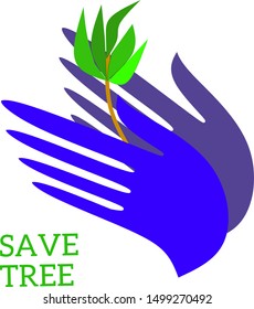 Abstract Logo Vector Save tree templates, signs or icons of hands and trees that start to grow. The concept is flat and simple yet elegant.
