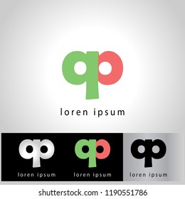 abstract logo vector template design elephant face with the letter QP on eps 10 
