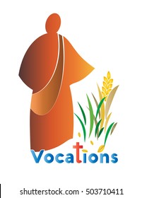 Abstract logo for vocations, with the figure of sower sowing seeds