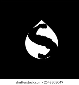 Abstract logo. Water drop logo design and hand strength.