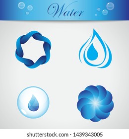 Abstrakte Logo-Vektorillustration Wasser und Schlagsymbol - einzeln auf grauem Hintergrund. Vektorillustration-Illustrationskonzept für flache Wasserelemente und Drop-Icons für Website, Etikett, Aufkleber, Logo-Droplet und Blumendesign