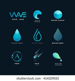 abstract logo water wave geometric line nature elements vector energy