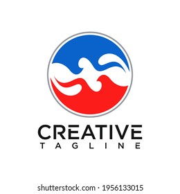 Logo abstracto, onda con vector de diseño de concepto de fuego