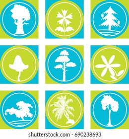abstract logo with white silhouettes of plants - vector illustration