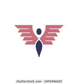 Abstract logo with wing. Abstract, creative logo design  Color and text can be changed according to your need.