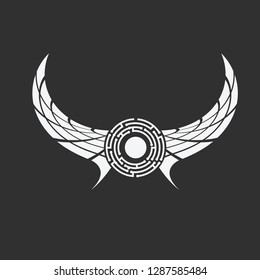 abstract logo wings and circuit boards, industrial and business vector logo, technology and security logo, software, template logo, web and internet media