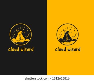 Abstract Logo wizard Hat Magic Logo Concept Cloud wizard cafe shop