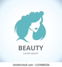 Abstract logo woman's face in profile/Vector abstract logo