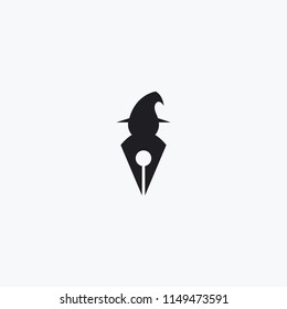 abstract logo of a writer wizard