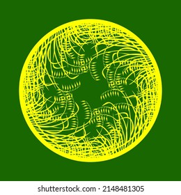 Resumen del logotipo de las orejas amarillas de trigo sobre fondo verde,ilustración vectorial