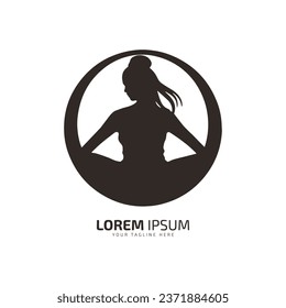 Abstract logo of yoga icon exercise vector meditation silhouette isolated design