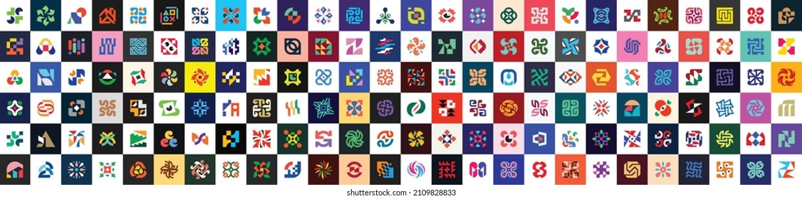 Abstract logos collection. Geometric abstract logos. Icon design