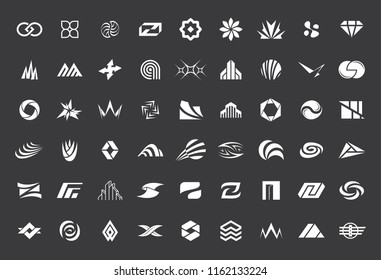 Abstract logos collection. Isolated on Black background