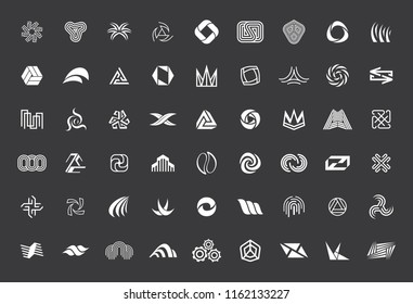 Abstract logos collection. Isolated on Black background