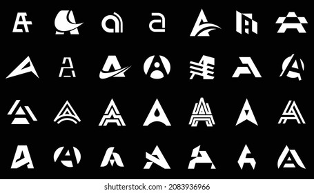Abstract logos collection with letter A. Geometric abstract logos. Icon design 