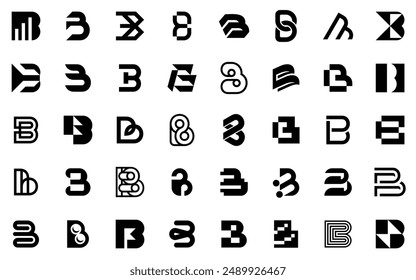 Abstract logos collection with letter C. Geometric abstract logos. Icon design