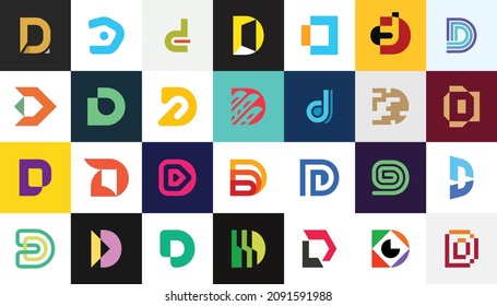 Abstract logos collection with letter D. Geometric abstract logos. Icon design 