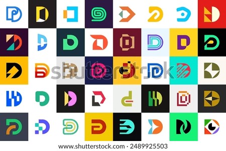 Abstract logos collection with letter D. Geometric abstract logos. Icon design