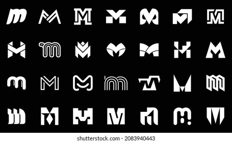 Abstract logos collection with letter M. Geometric abstract logos. Icon design 