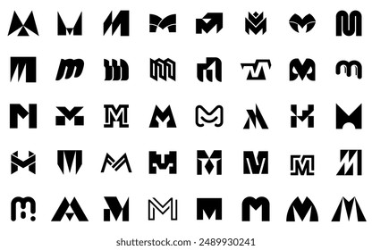 Abstract logos collection with letter M. Geometric abstract logos. Icon design