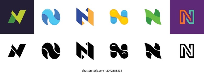 Abstract Logos Collection Letter N Geometric Stock Vector (Royalty Free ...