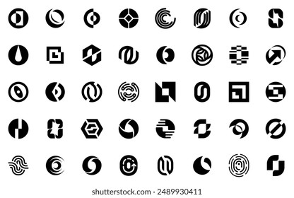 Abstract logos collection with letter O. Geometric abstract logos. Icon design