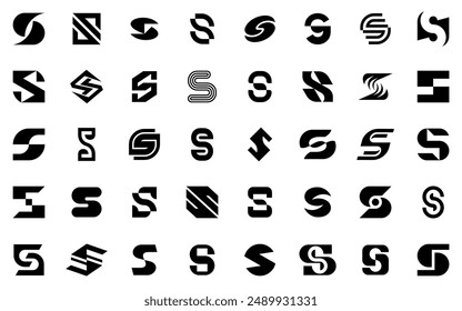 Abstract logos collection with letter S. Geometric abstract logos. Icon design